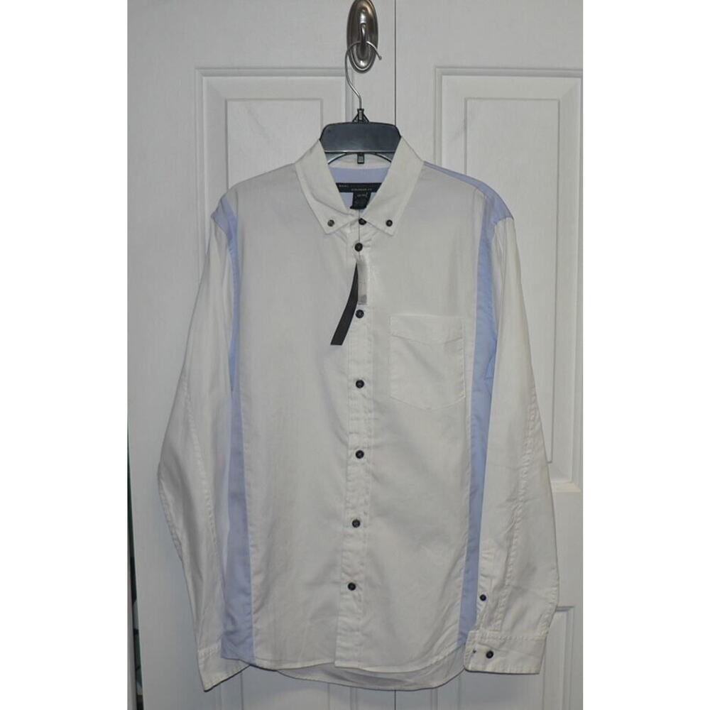 Marc by Marc Jacobs Mens Long Sleeve Shrunken Fit Button Down White/Blue XS $188